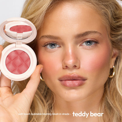 colour_teddy bear, | ICONIC London Teddy Bear Buildable Blurring Blush Model wearing blush