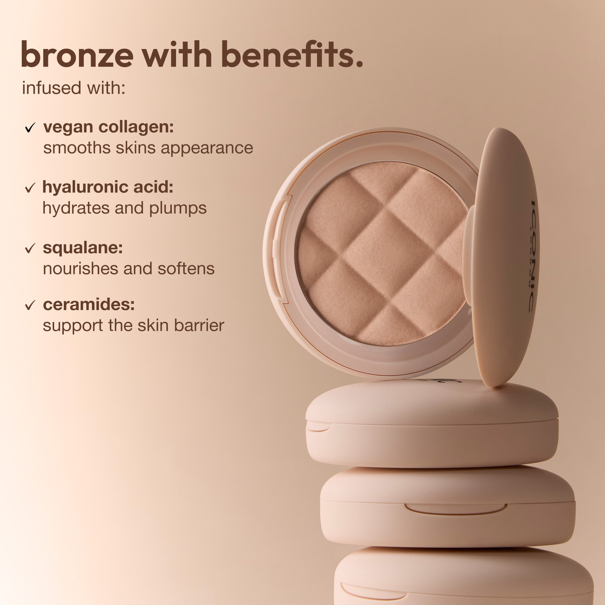 colour_Toasty, | ICONIC London Fridays Buildable Blurring Bronze. Bronzer with benefits. Vegan Collagen, Hyaluronic Acid, Ceramides, Squalane