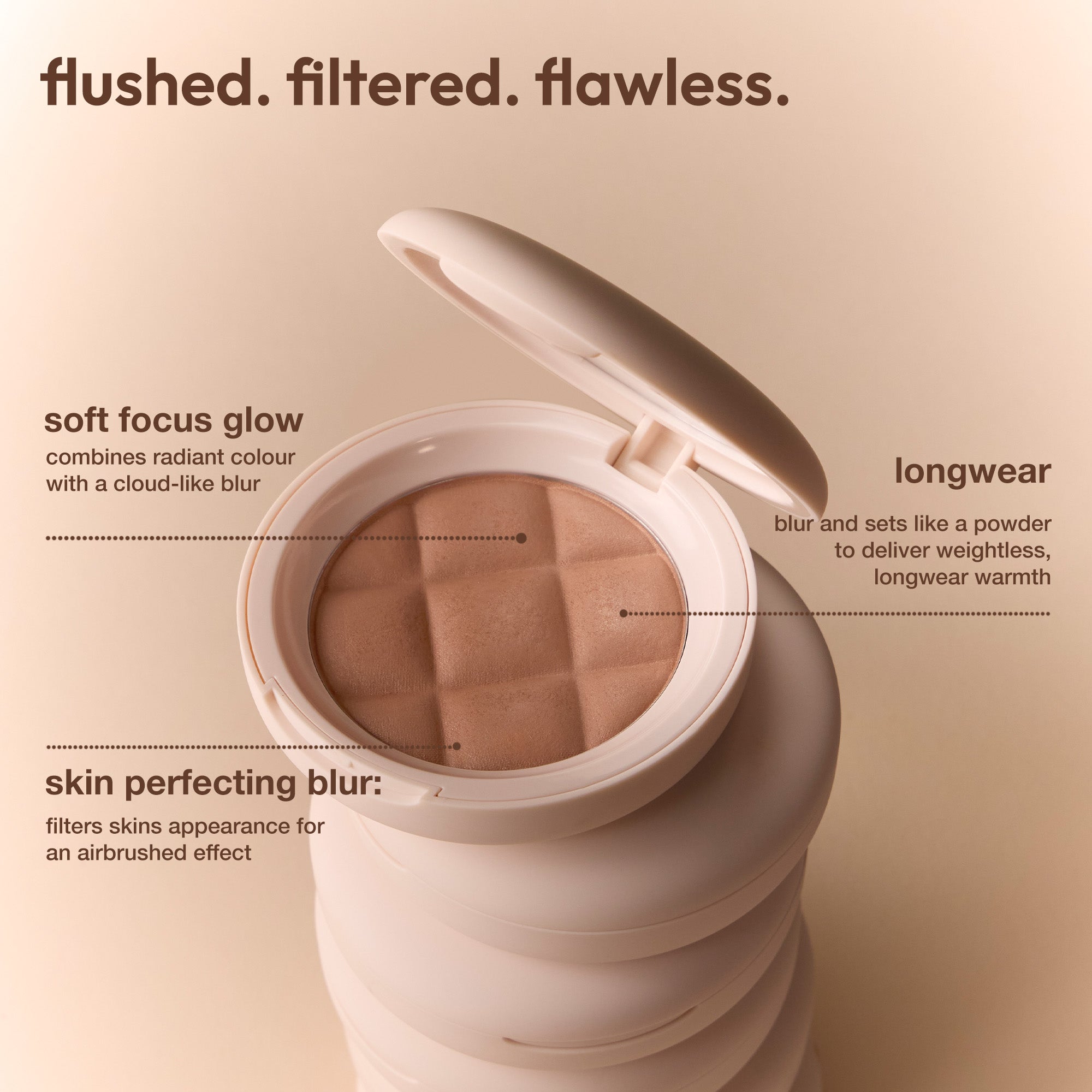 colour_Heatwave, | ICONIC London Fridays Buildable Blurring Bronze. Flushed, filtered, flawless