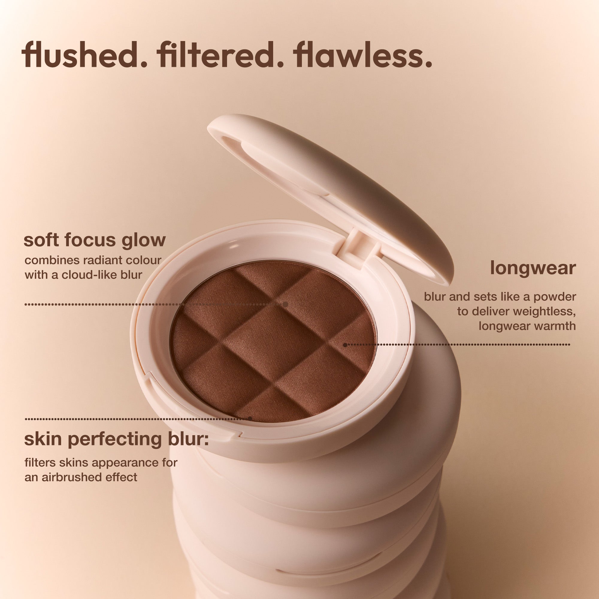 colour_Sun Soaked, | ICONIC London Fridays Buildable Blurring Bronze. Flushed, filtered, flawless