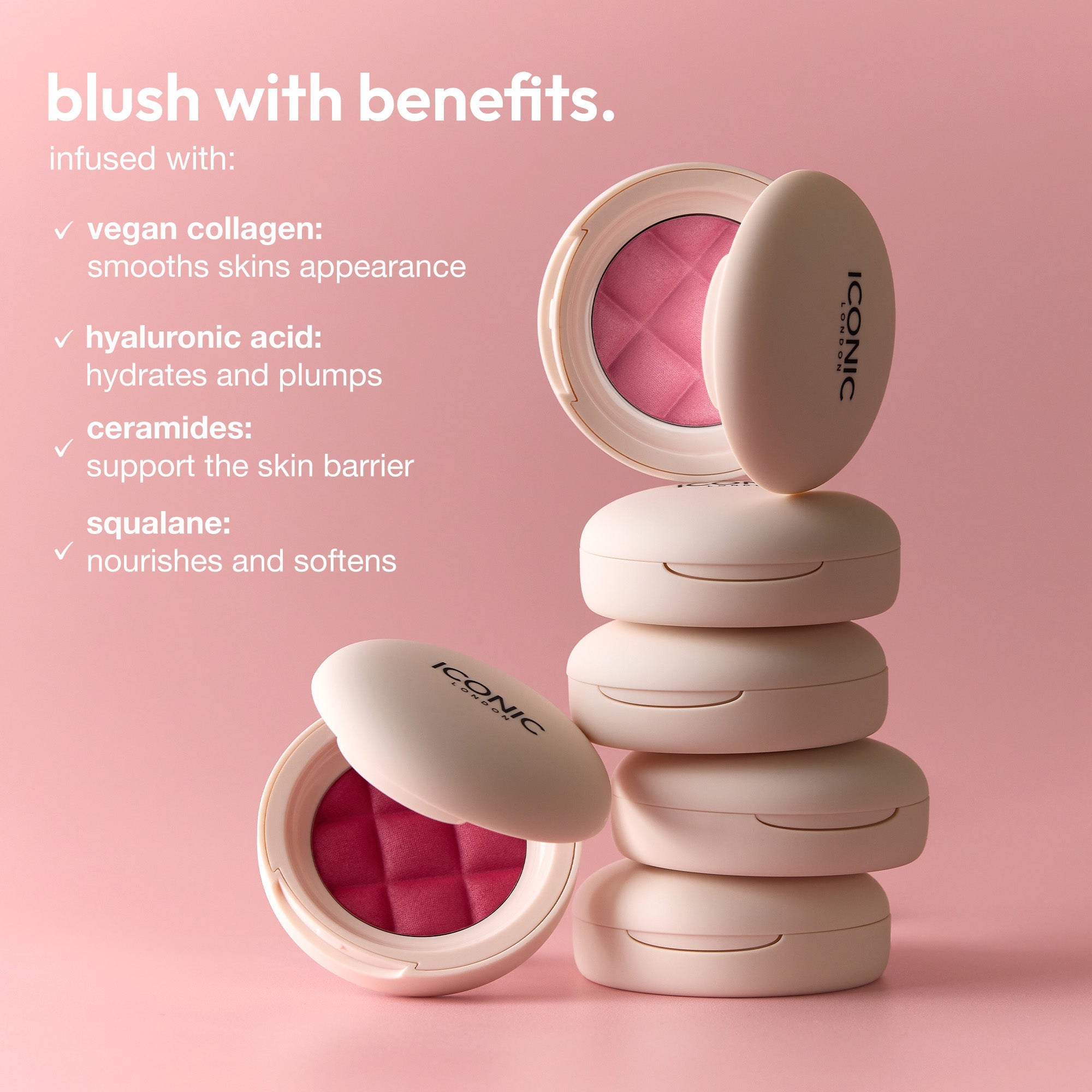 colour_grape juice, | ICONIC London Grape Juice Buildable Blurring Blush Blush with benefits. Vegan Collagen, Hyaluronic Acid, Ceramides, Squalane
