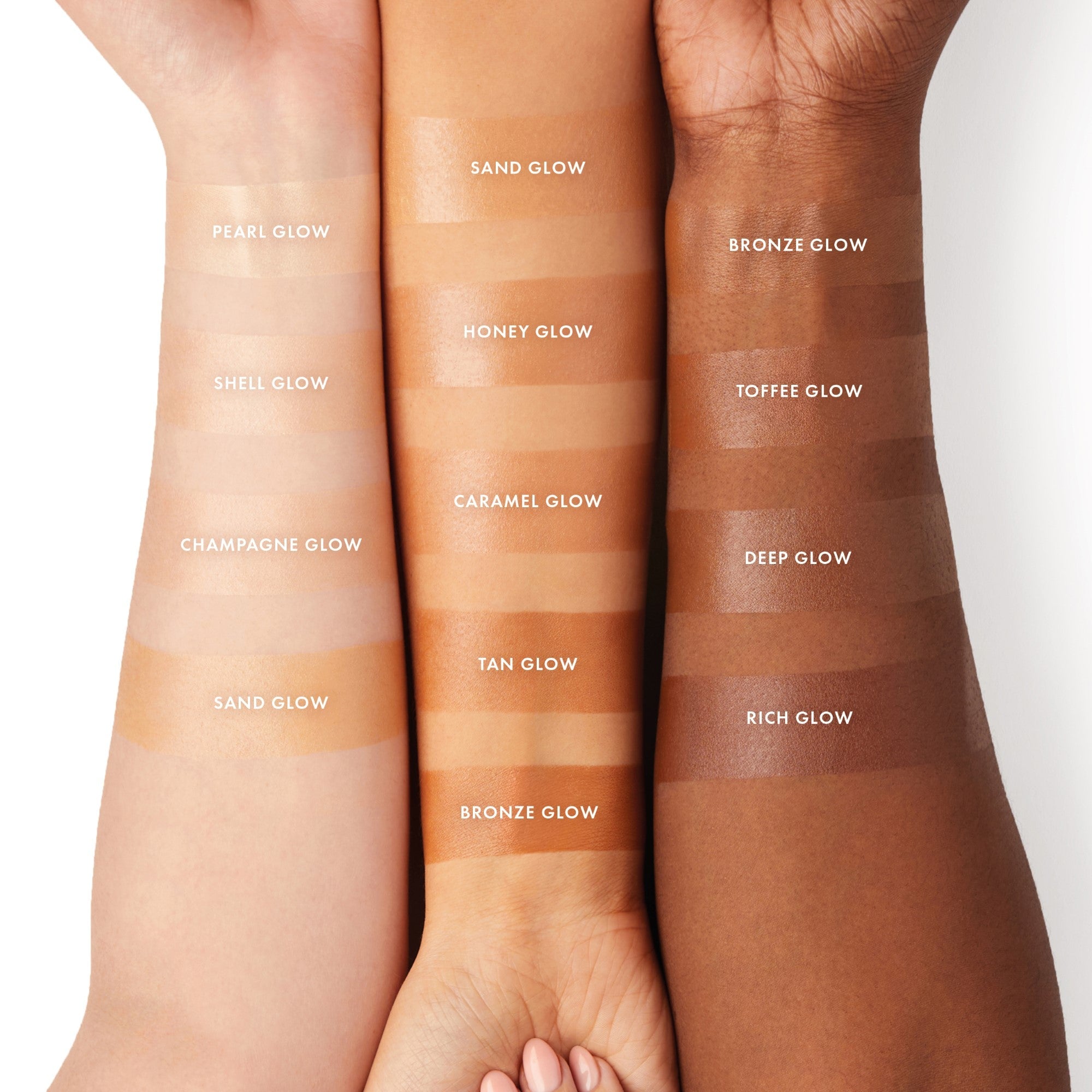 colour_Pearl Glow, colour_Shell Glow, colour_Champagne Glow, colour_Sand Glow, colour_Honey Glow, colour_Caramel Glow, colour_Tan Glow, colour_Bronze Glow, colour_Toffee Glow, colour_Deep Glow, colour_Rich Glow