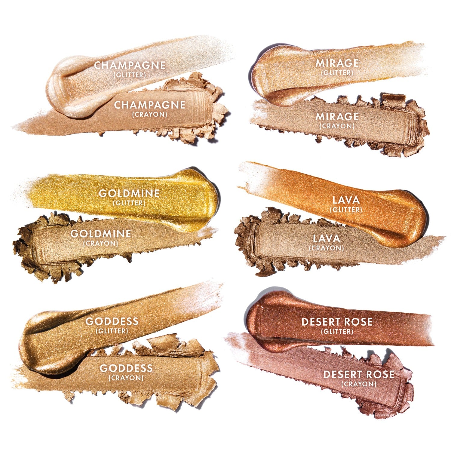 colour_Lava (Burnt Copper), colour_Goldmine (Show-off Gold), colour_Champagne (Original Champagne), colour_Desert Rose (Maroon Plum), colour_Mirage (Nude Bronze), colour_Goddess (Antique Gold)